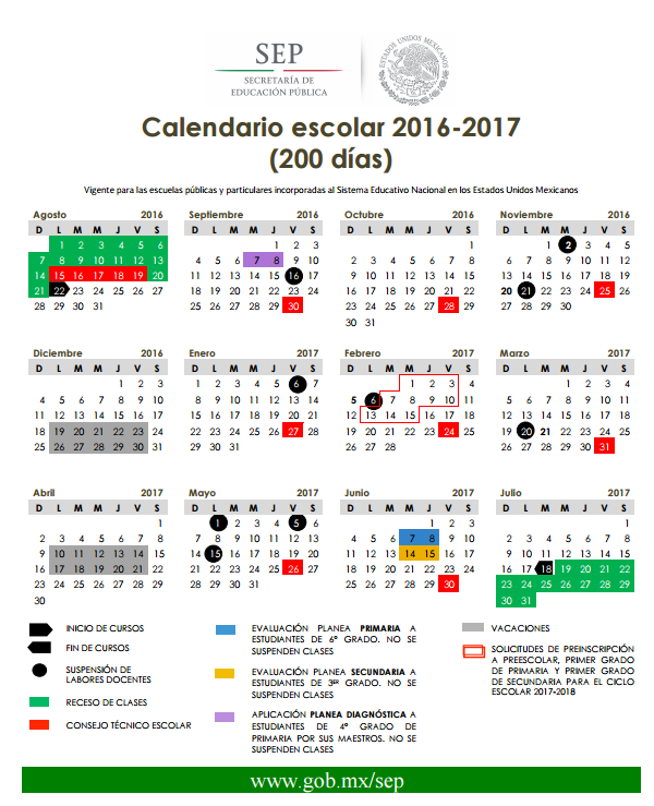 Calendario SEP 2016 - 2017