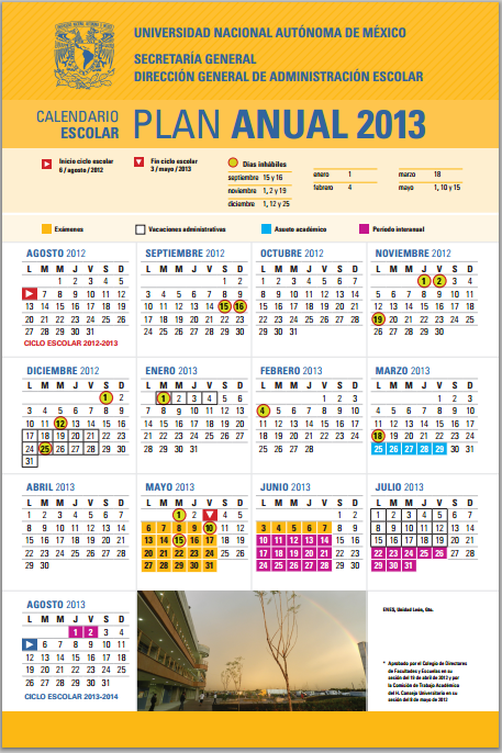 Calendario UNAM Anual